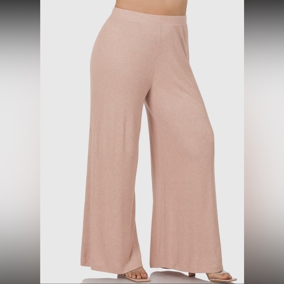 Pants - 16. Women's Blush Pink Two Tone Rib Pants